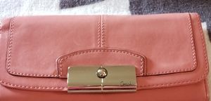 Coach wallet in rose colored soft leather